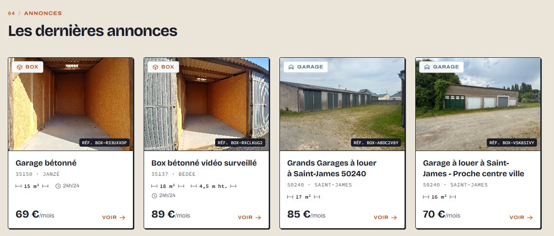 Dernières annonces de box et garages à louer sur Box-Garage.fr
